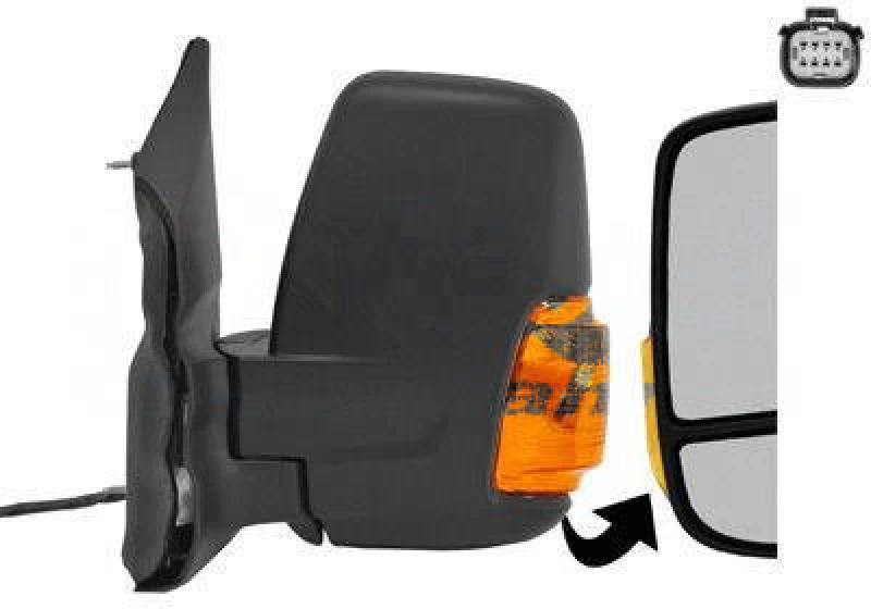 Image of VAN WEZEL 1991807 Wing mirror * HAGUS * Left, black, Short mirror arm, Rough Outside Mirror (50)