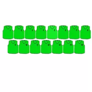 image of (Pack of 15) Mesh Numbered 1 - 15 Training Bibs Green Adult