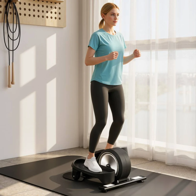 Image of SPORTNOW Under Desk Elliptical Machine, Pedal Exerciser with LCD Monitor in Black Unisex
