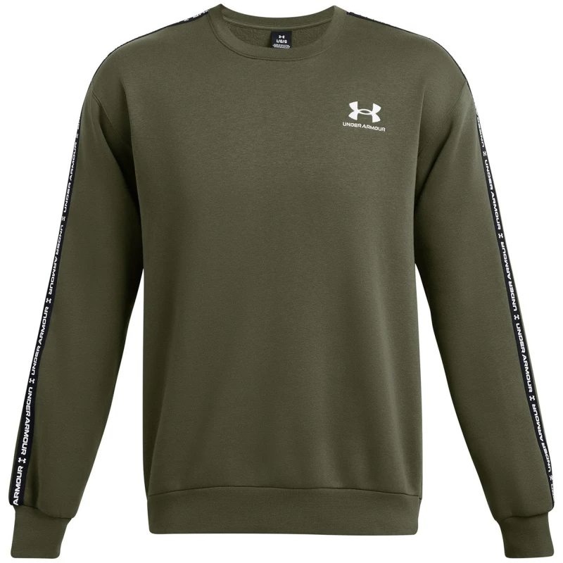 Image of Under Armour Icon Fleece Crew Taping Sweatshirt Mens - Green Green S