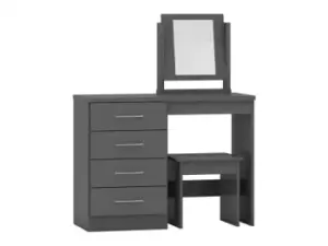 Image of Seconique Nevada Matt Grey 4 Drawer Dressing Table and Stool