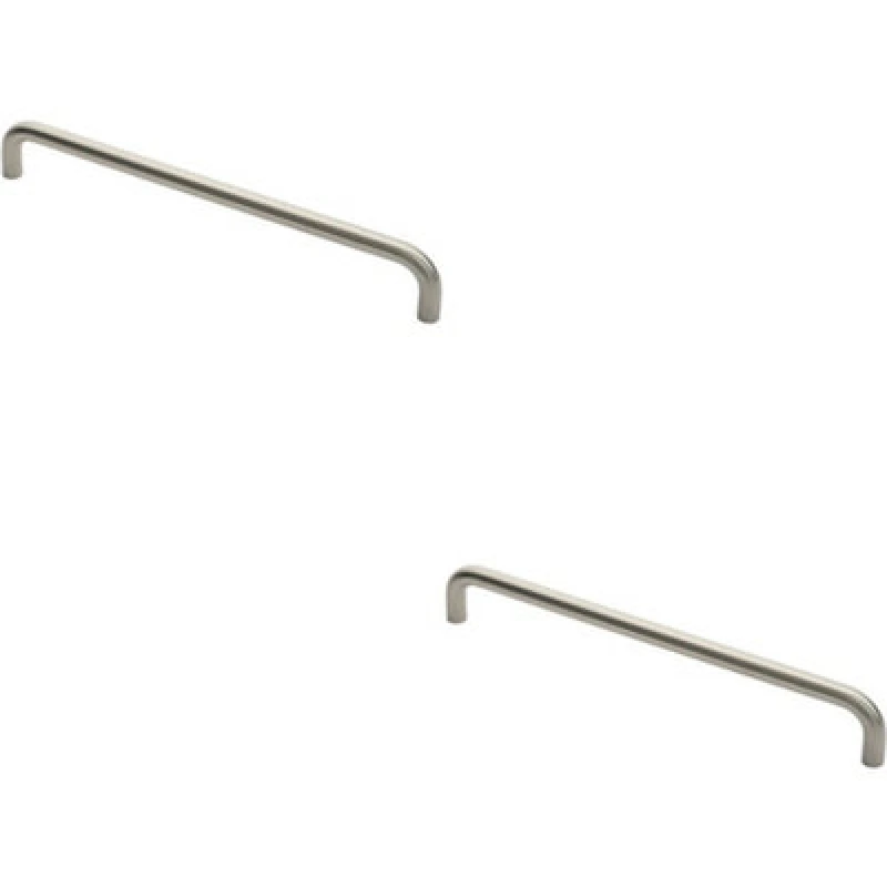 Image of Loops 2x Round D Bar Pull Handle 444 x 19mm 425mm Fixing Centres Satin Steel Metallics unisex
