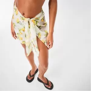 image of Missguided Lemon Print Tie Side Sarong - White