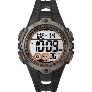 image of Timex T5K801 Mens Marathon Full Size Digital Watch Black Orange