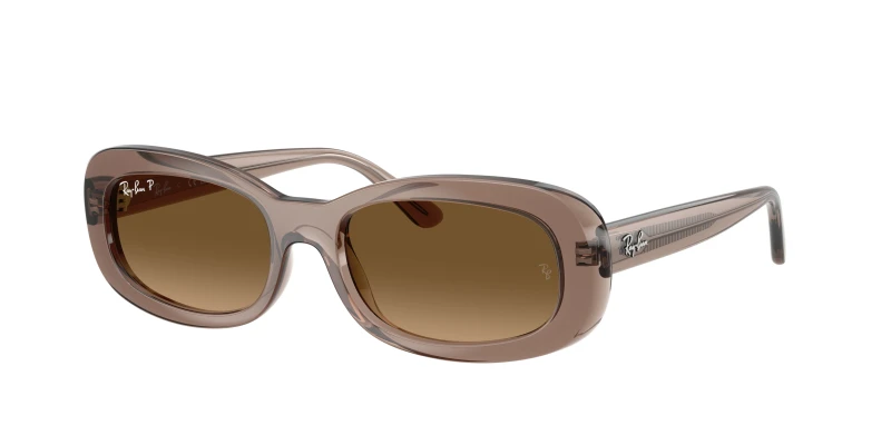 Image of Ray - Ban RB2221 6827M2 Woman Sunglasses Acetate Brown Brown Round Polarized Brown Sunglasses Woman Acetate