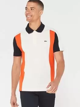 Image of Lacoste Elevated Colourblock Polo Shirt - Cream Size M Men