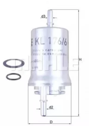 image of Fuel Filter KL176/6D 78799041 by MAHLE Original