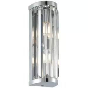 image of Loops - IP44 Bathroom Wall Light Chrome & Crystal Round Glass Modern Slotted Jewel Lamp