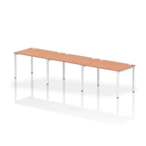 Image of Impulse Bench Single Row 3 Person 1200 White Frame Office Bench Desk Beech