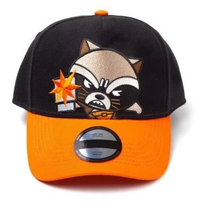 Image of Marvel Comics - Kawaii Rocket Racoon Unisex Adjustable Cap Cap - Black/Orange