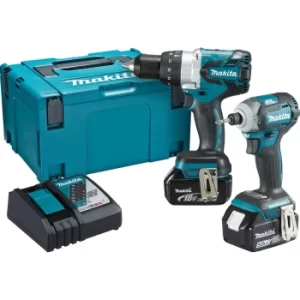 image of Makita DLX2214TJ 18v LXT Cordless Combi Drill and Impact Driver Kit 2 x 5ah Li-ion Charger Case