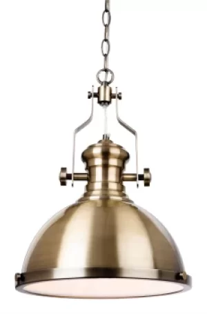 image of Albion 1 Light Dome Ceiling Pendant Antique Brass, E27