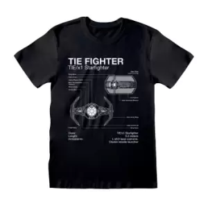 Image of Star Wars Womens/Ladies Tie Fighter Boyfriend T-Shirt (L) (Black)