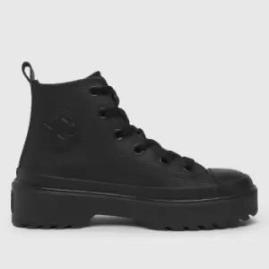 Image of Converse Black All Star Lugged Lift Leather Junior Trainers