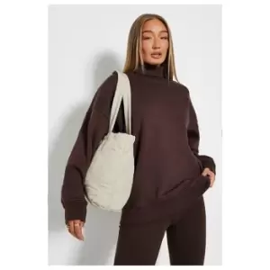 Image of I Saw It First Oversized Roll Neck Sweatshirt - Brown