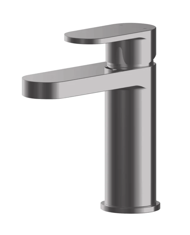 Image of Balterley Round Mono Basin Mixer Tap with Push Button Waste - Brushed Pewter Silver