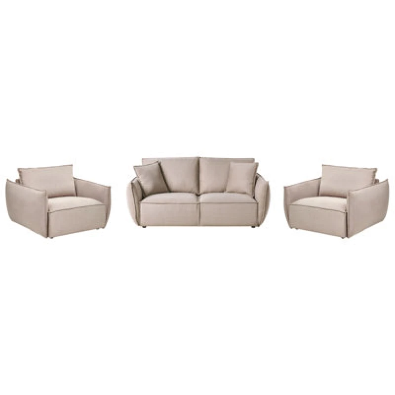 Image of Beliani Living Room Set 5 Seater Kunes Fabric Taupe