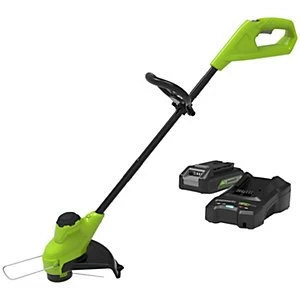 image of Greenworks 24V 25cm Line Trimmer with 24v 2ah lithium ion battery and charger