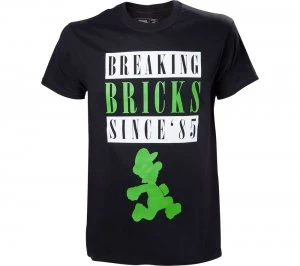 image of Mario Luigi Breaking Bricks T-Shirt - Medium