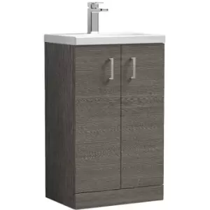 Arno Compact Brown Grey Avola 500mm 2 Door Wall Hung Vanity Unit and Polymarble Basin - PAL004 - Brown Grey Avola - Nuie