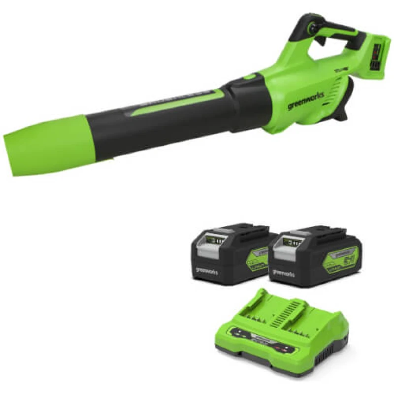 Image of Greenworks BL48L 48v Cordless Garden Leaf Blower 2 x 4ah Li-ion Twin Battery Charger BL48L420-01