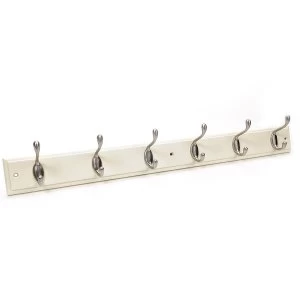 image of Robert Dyas Headbourne 6 Heavy Duty Coat Hooks - Nickel / Cream