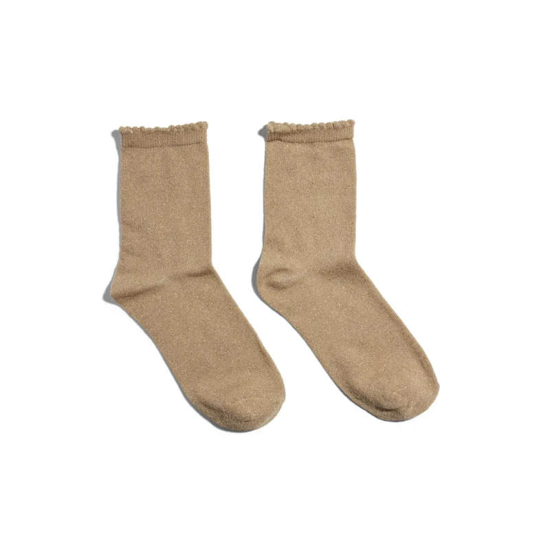 Image of Pieces Womens long socks Pieces Sebby Glitter Beige Female TU