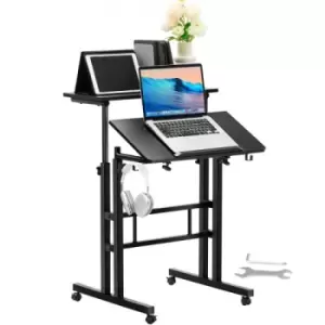 image of VEVOR Mobile Standing Desk, 26.4"-44.9" Gas-Spring Height Adjustable Sit-Stand Desk, 360° Swivel Wheels (4 Lockable) Home Office Rolling Laptop Table