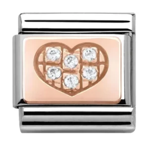 image of Nomination CLASSIC Rose Gold Heart With Cubic Zirconia Charm 430302/01