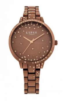 Lipsy Bronze Stone Set Metal Bracelet Watch