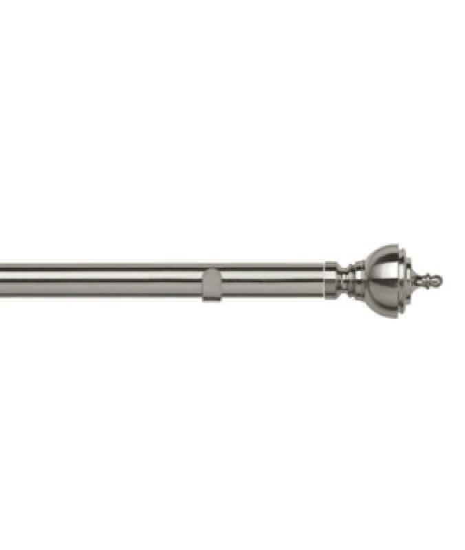 Image of Unknown 28mm Fixed Length Metal Eyelet Curtain Pole Set In Satin Silver - Vienna Finial, 50Cm