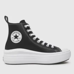 image of Converse Black All Star Hi Move Leather Girls Youth Trainers