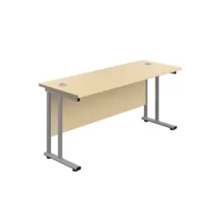 Image of 1200 X 600 Twin Upright Rectangular Desk Maple-Silver