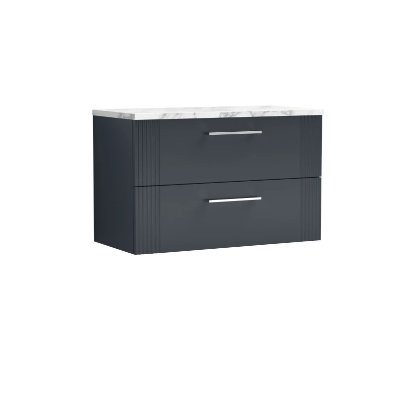 Image of Balterley 2 Drawer Wall Hung Vanity Marble Laminate Worktop 800mm Black