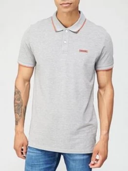 image of Jack & Jones London Rubber Logo Polo Shirt - Light Grey Marl