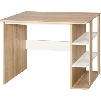 Image of Homcom - Square Desk & Side Shelves Unit Workstation Desktop Sleek Stylish