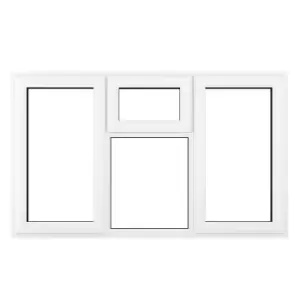 Image of Crystal uPVC Window A Rated Left and Right Hand Side Hung Top Opener over a Fixed Light Centre 1770mm x 1190mm Clear Glazing - White