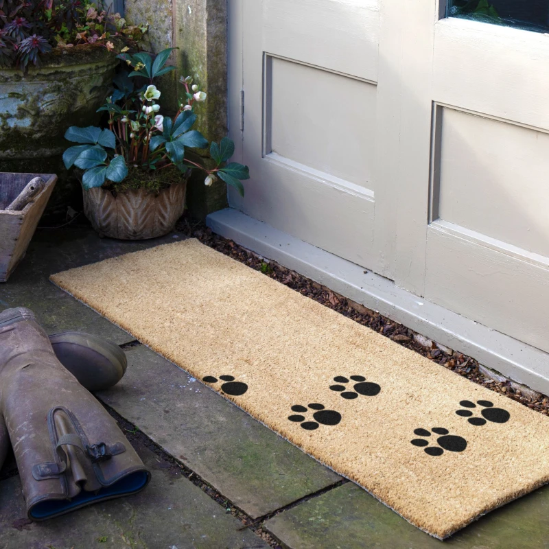 Image of Artsy Mats Paw Prints Patio Doormat Beige unisex