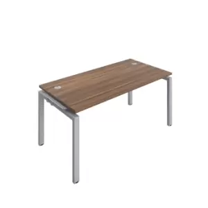 Image of Telescopic Sliding 1 Person Dark Walnut Bench Extension with Cable Port - 1400 X 800 - Silver Frame