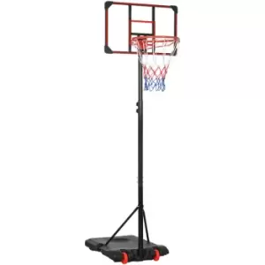 image of SPORTNOW Kids Adjustable Basketball Hoop and Stand w/ Wheels, 1.8-2m - Black and Red