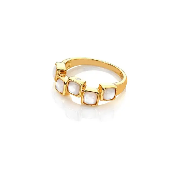 Image of Hot Diamonds x Gemstones Square Stepped MOP Ring DR267/S Size: Size S