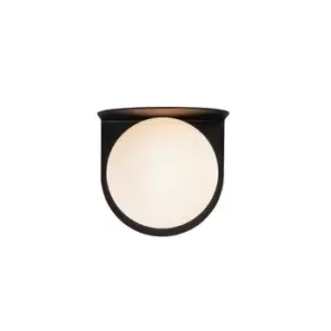 Image of Razlog Wall Light With Opal Glass 1x G9 Max 7W Black Matt