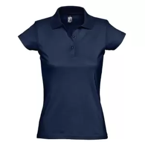 image of SOLS Womens/Ladies Prescott Short Sleeve Jersey Polo Shirt (L) (French Navy)