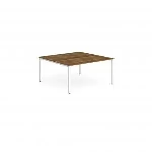 image of B2B White Frame Bench Desk 1200 Walnut 2 Pod