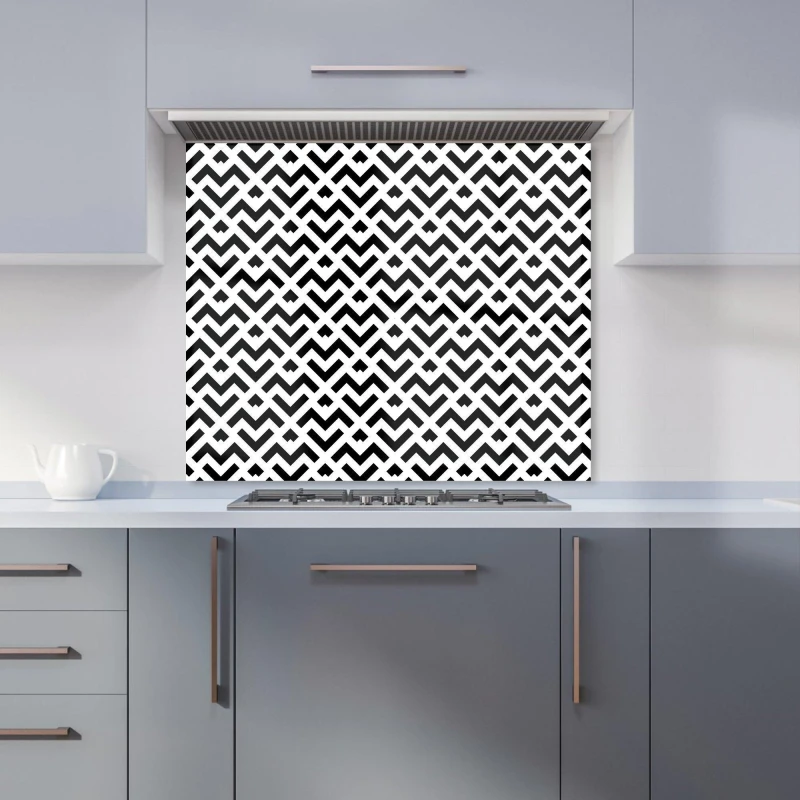 Image of Warren Reed - Designer Black & White Abstract Pattern Kitchen Splashback Size: 700mm x 650mm Black Unisex 700mm x 650mm
