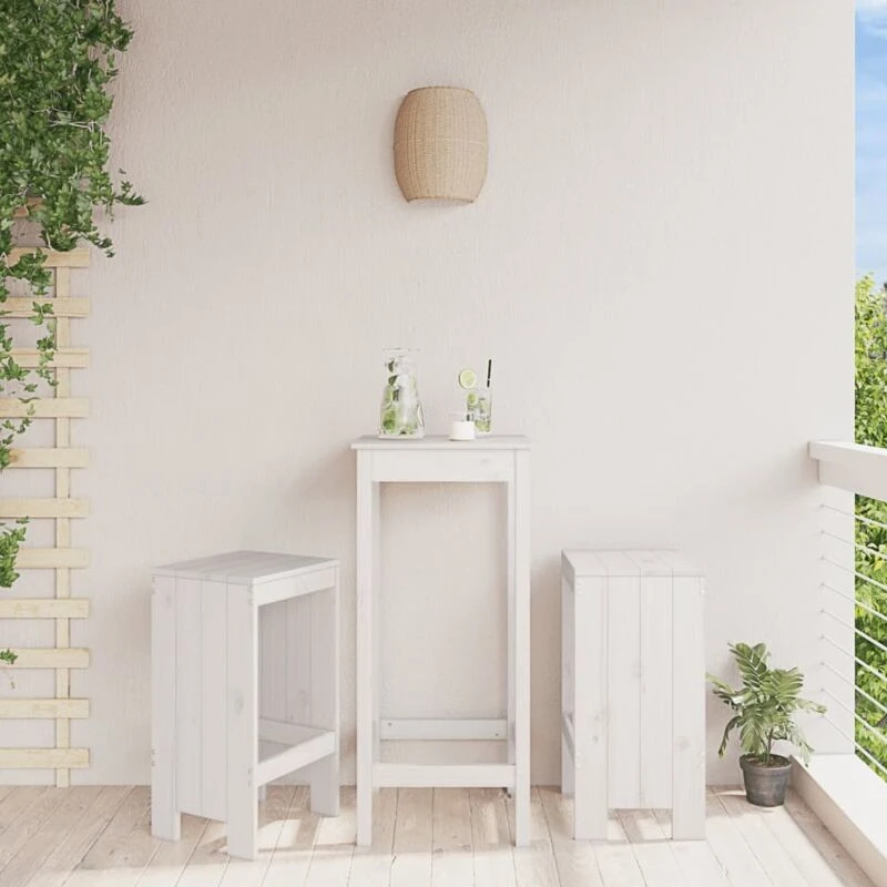 Image of vidaXL Bar Stools 2 pcs White 40x36x75cm Solid Wood Pine, White 825346
