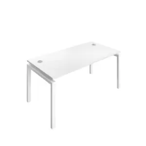 Image of Telescopic Sliding 1 Person Bench with Cable Port and White Frame - 1600mm - White