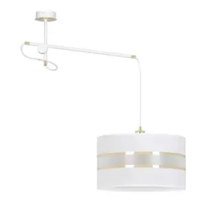 Image of Emibig Korno White Pendant Ceiling Light with Black, Gold Fabric Shades, 1x E27