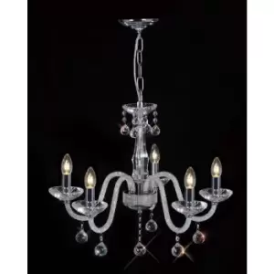 image of Diyas - Amora pendant lamp 5 Bulbs polished chrome / crystal