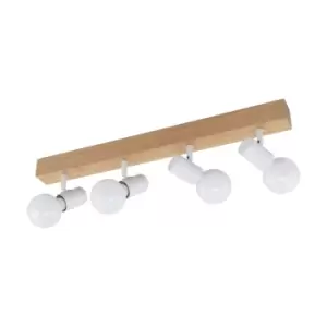 Image of 4 Spot Wall Flush Ceiling Light Colour Brown White Shade Bulb E27 4x60W